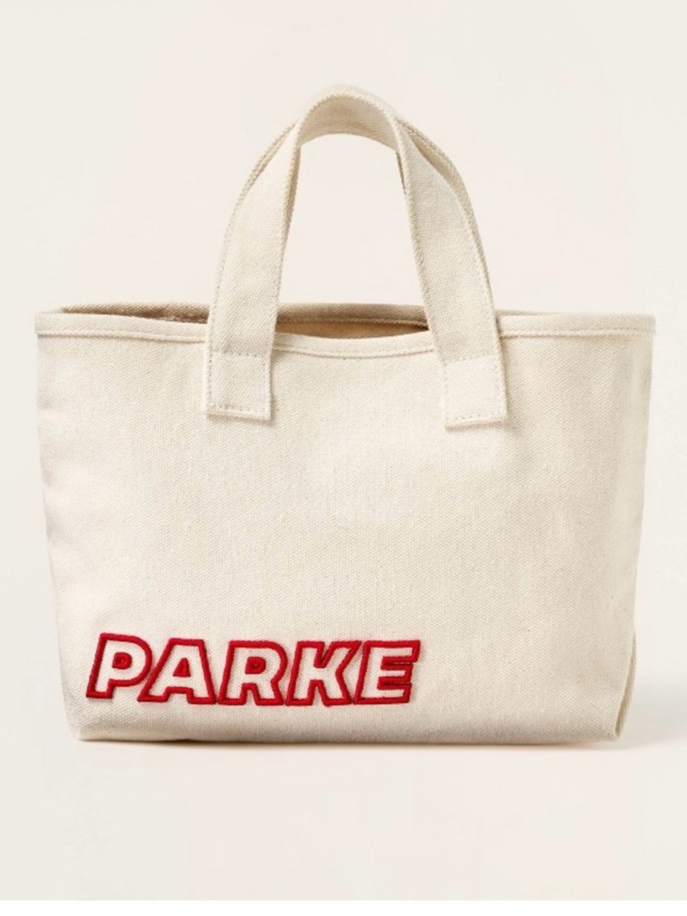 Parke Cream Canvas Tote with Red Parker Patch